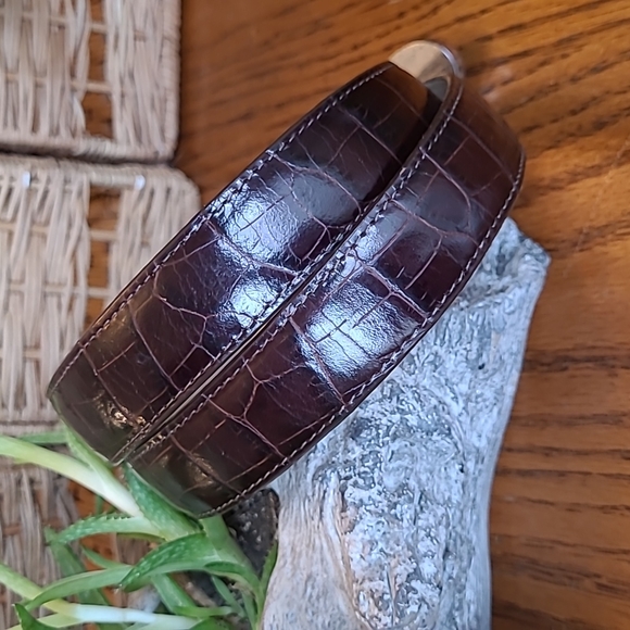 Brighton Brown Croc Embossed Leather Belt M - Picture 2 of 4